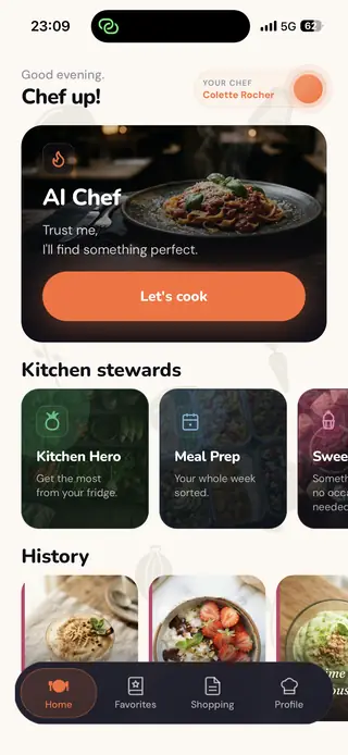 The app's home screen with mode tiles