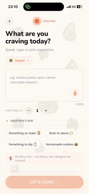 A field for a craving you can type or say