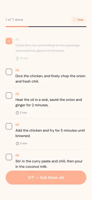 All the steps in one list to tick off